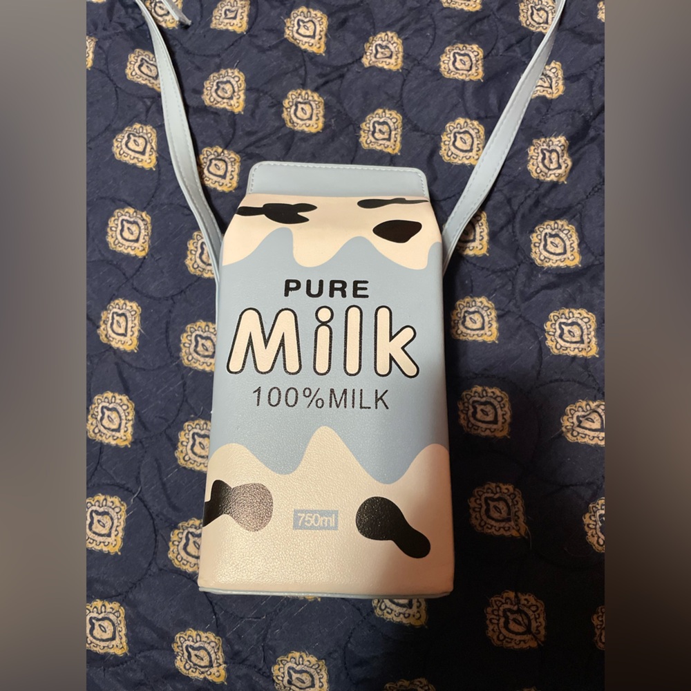 Blue Milk Carton Crossbody Purse